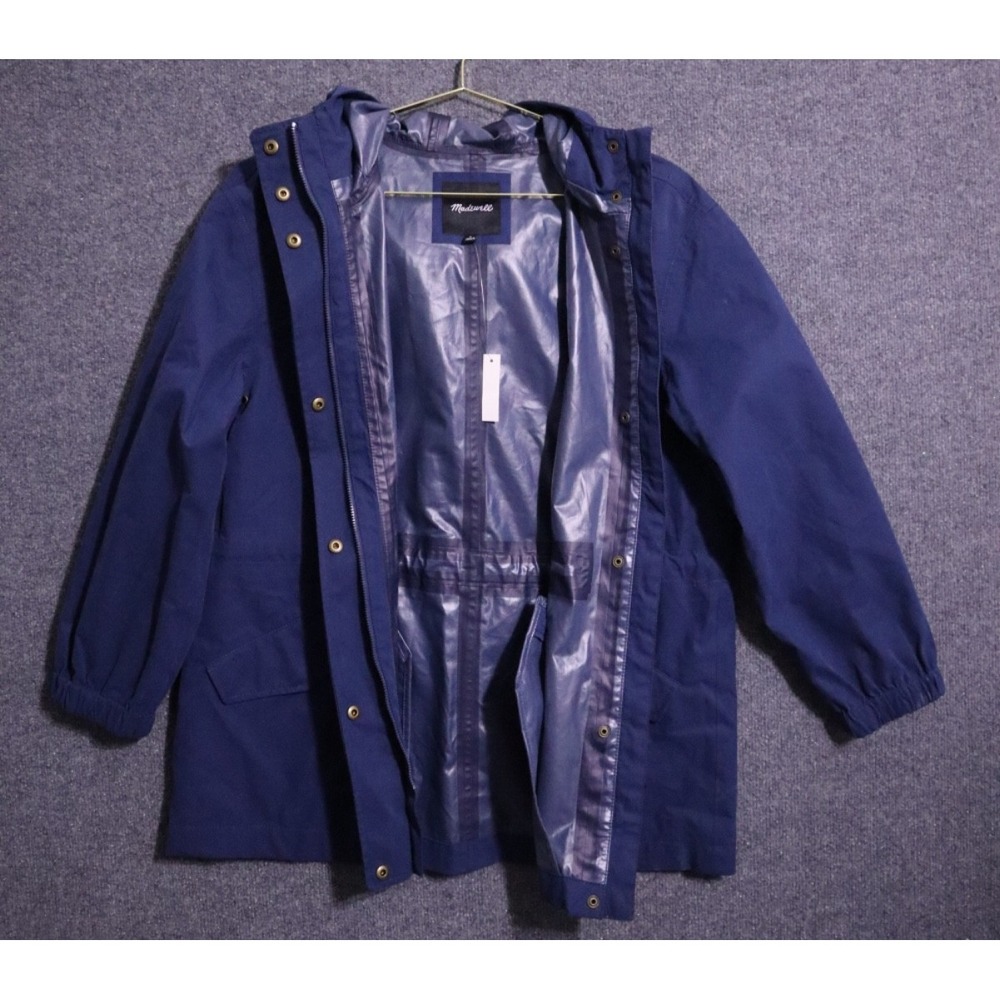 Madewell Waterproof Raincloud Raincoat Women Medium Indigo Blue NWT NEW - Picture 3 of 7